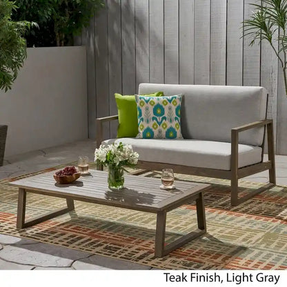 Belgian Outdoor Acacia Wood Chat Set by Christopher Knight Home