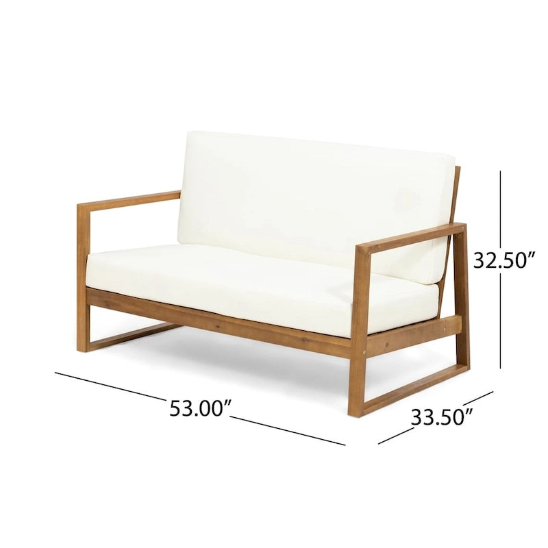 Belgian Outdoor Acacia Wood Chat Set by Christopher Knight Home