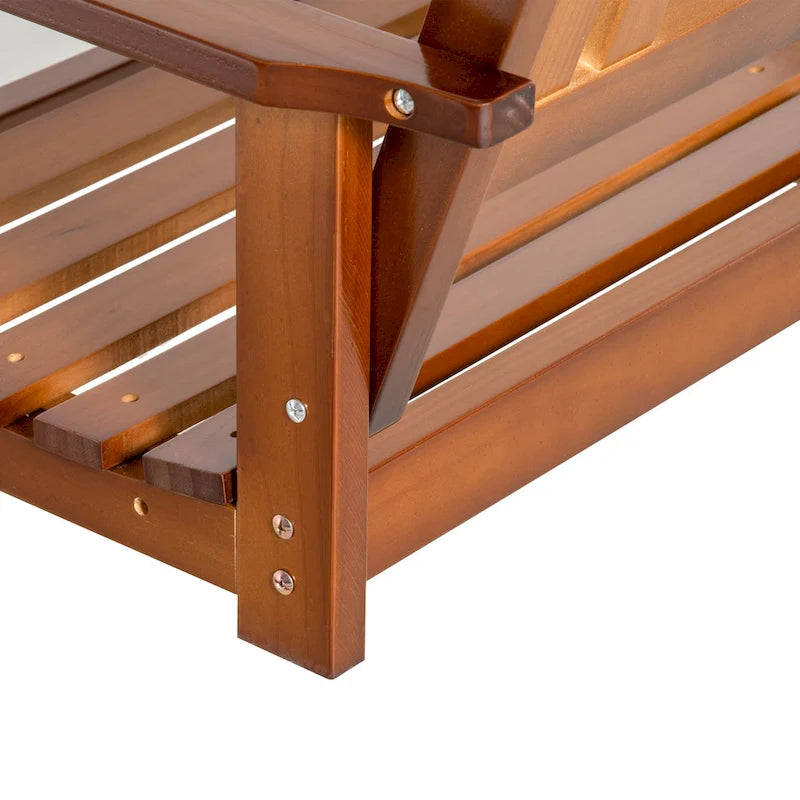 Outsunny 2-Person Outdoor Patio Swing Chair with Pine Wood Frame and Wide Backrest for Patio and Yard, 47  x 27  x 25 , Teak