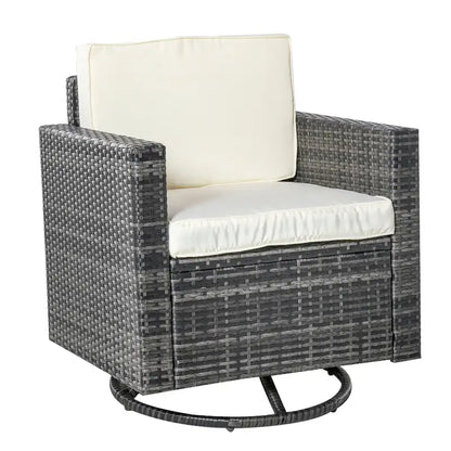 Outsunny Rattan Wicker Swivel Rocking Chair with Armrest, Soft Thick Cushions, Outdoor Club Chair with Strong Steel Frame