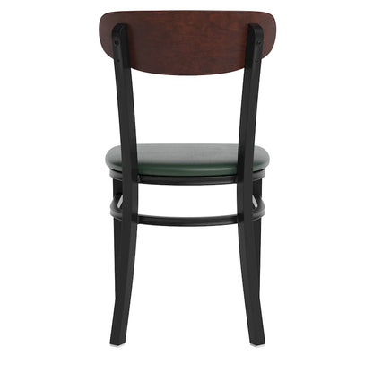 Commercial Metal Dining Chair with Wood Seat and Boomerang Back