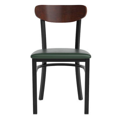 Commercial Metal Dining Chair with Wood Seat and Boomerang Back