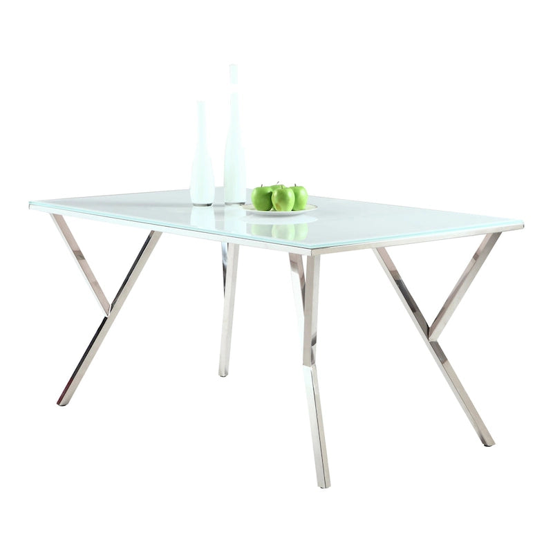 Somette White Starphire 61-inch Glass Dining Table