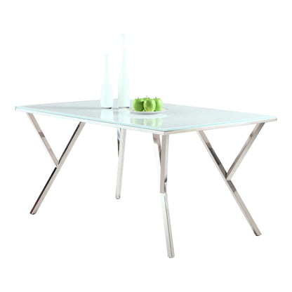 Somette White Starphire 61-inch Glass Dining Table