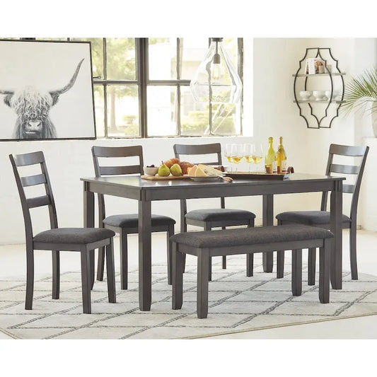 Bridson Rectangular Dining Room Table Set of 6 - Gray