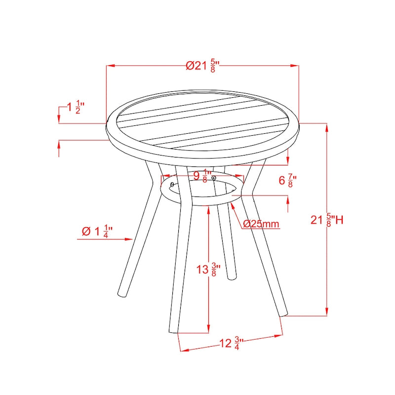 Ariel French Natural Tone 22-inch Aluminum Round Patio Side Table by Furniture of America
