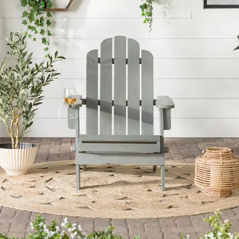 Middlebrook Surfside Acacia Wood Folding Adirondack Chair