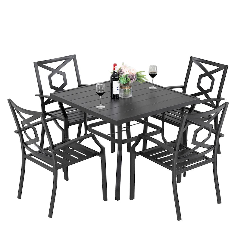 NUU GARDEN Outdoor 5-Piece Iron Dining Set