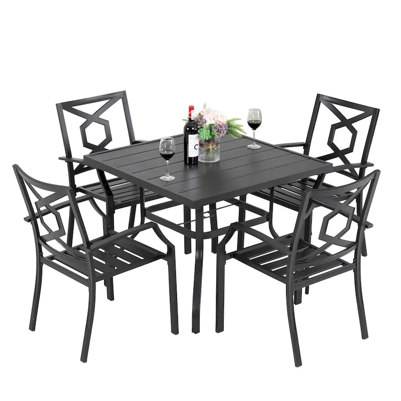 NUU GARDEN Outdoor 5-Piece Iron Dining Set