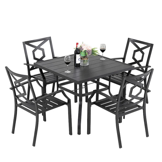 NUU GARDEN Outdoor 5-Piece Iron Dining Set