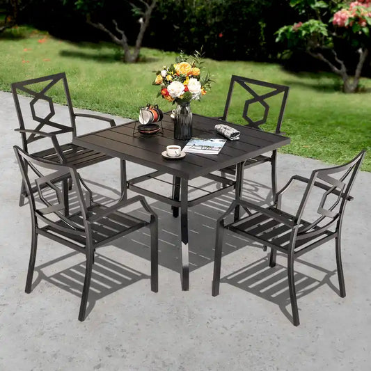 NUU GARDEN Outdoor 5-Piece Iron Dining Set