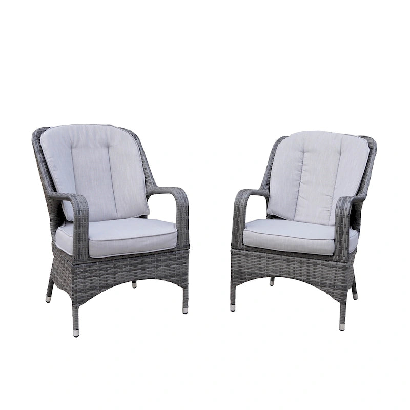 Moda 2-Piece Outdoor Wicker Dining Chairs with Cushions
