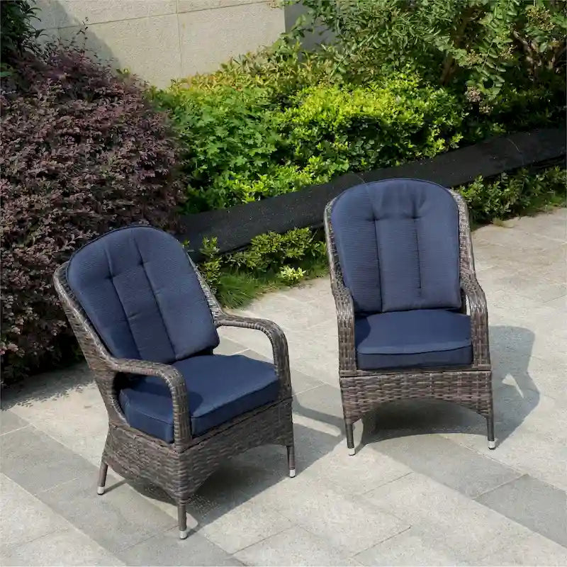 Moda 2-Piece Outdoor Wicker Dining Chairs with Cushions