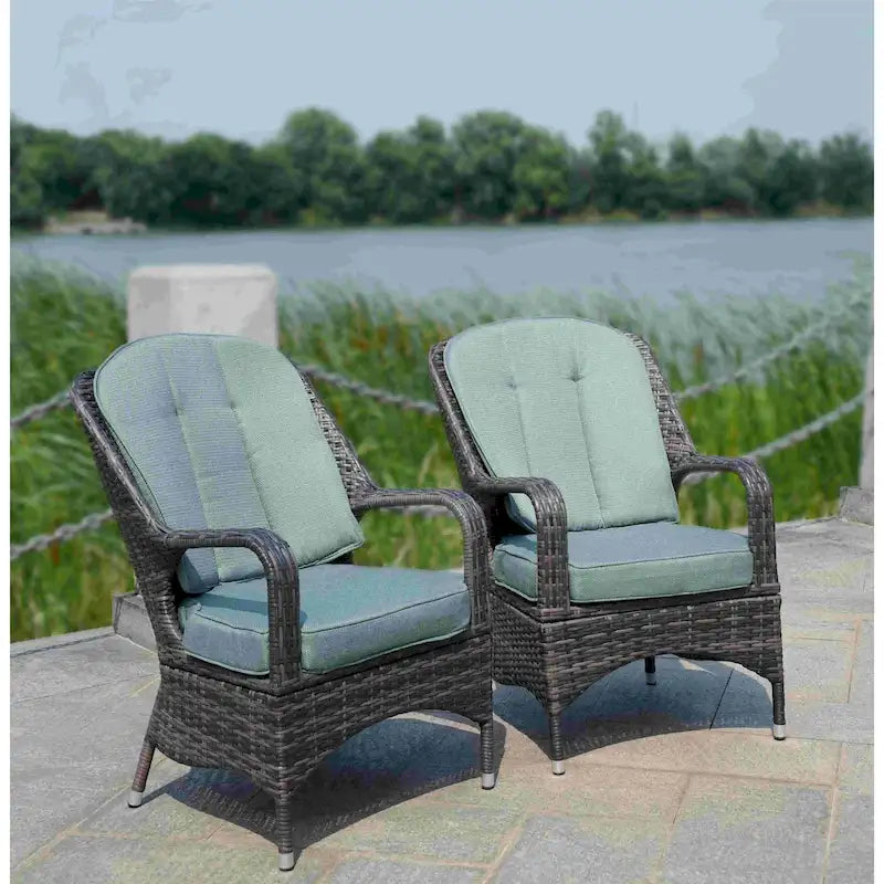 Moda 2-Piece Outdoor Wicker Dining Chairs with Cushions
