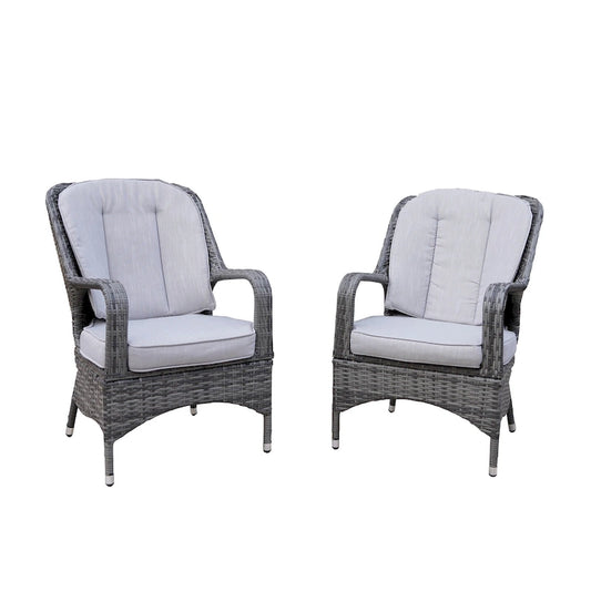 Moda 2-Piece Outdoor Wicker Dining Chairs with Cushions