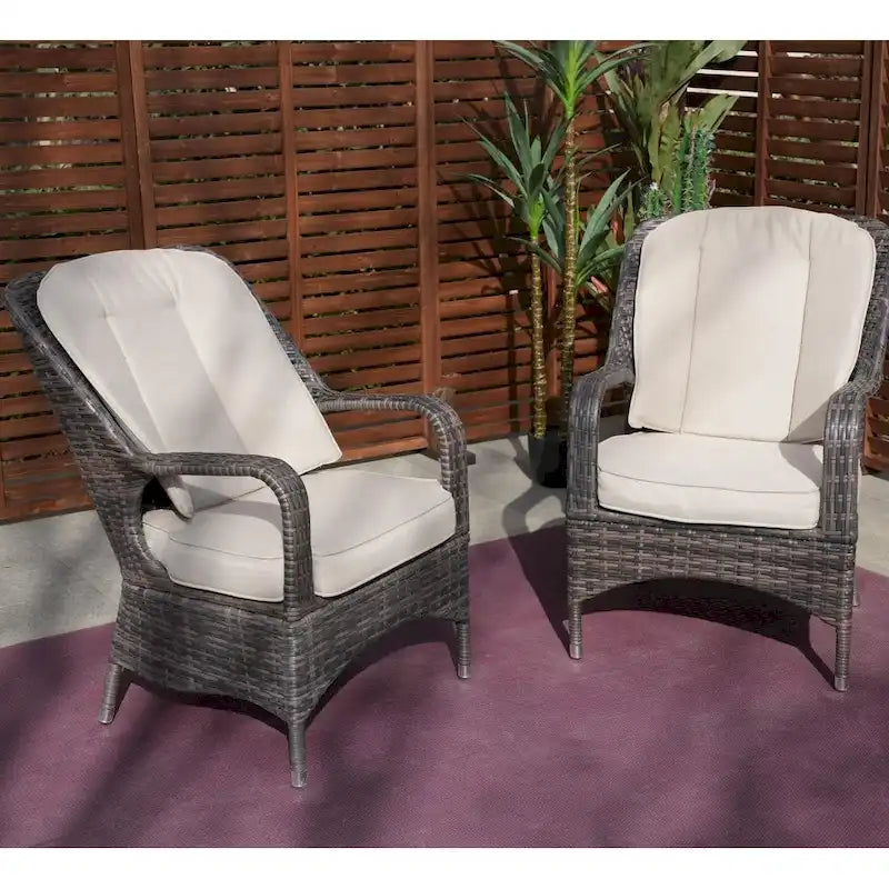 Moda 2-Piece Outdoor Wicker Dining Chairs with Cushions
