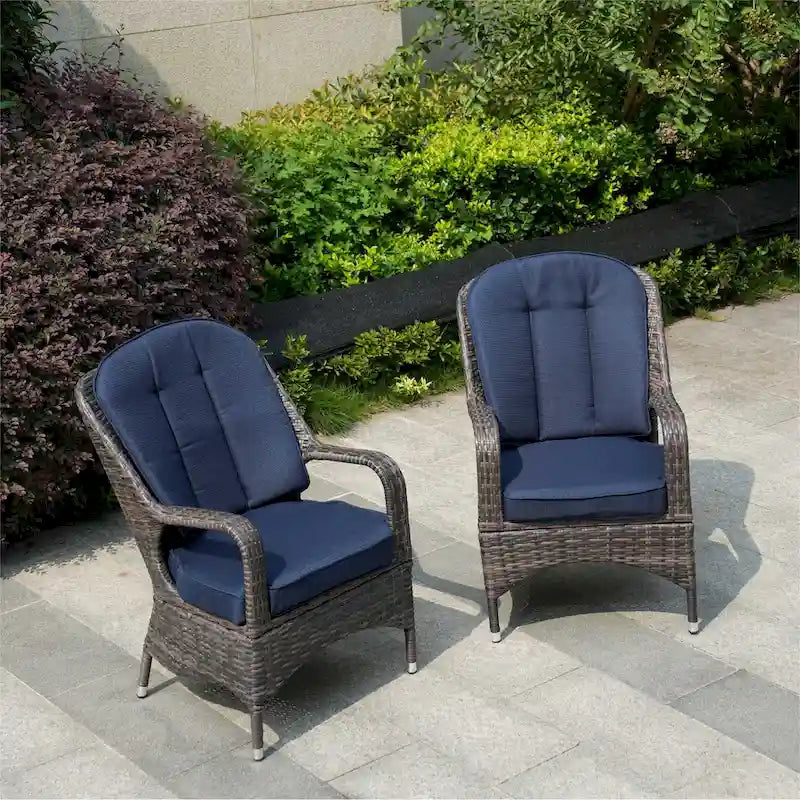 Moda 2-Piece Outdoor Wicker Dining Chairs with Cushions