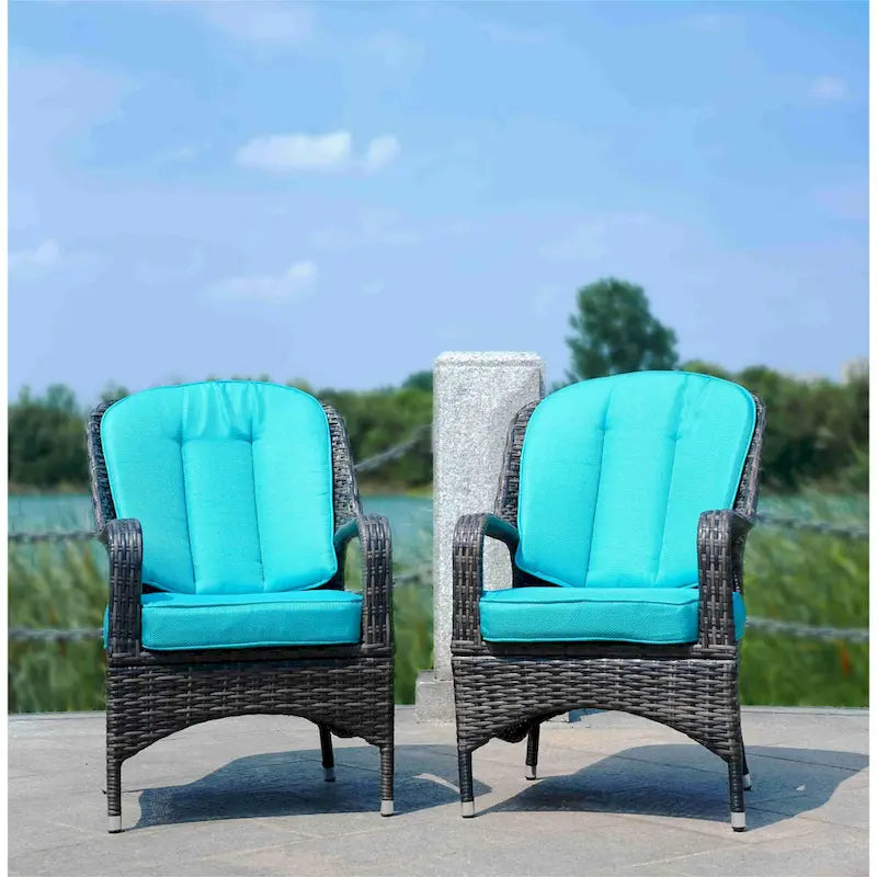 Moda 2-Piece Outdoor Wicker Dining Chairs with Cushions