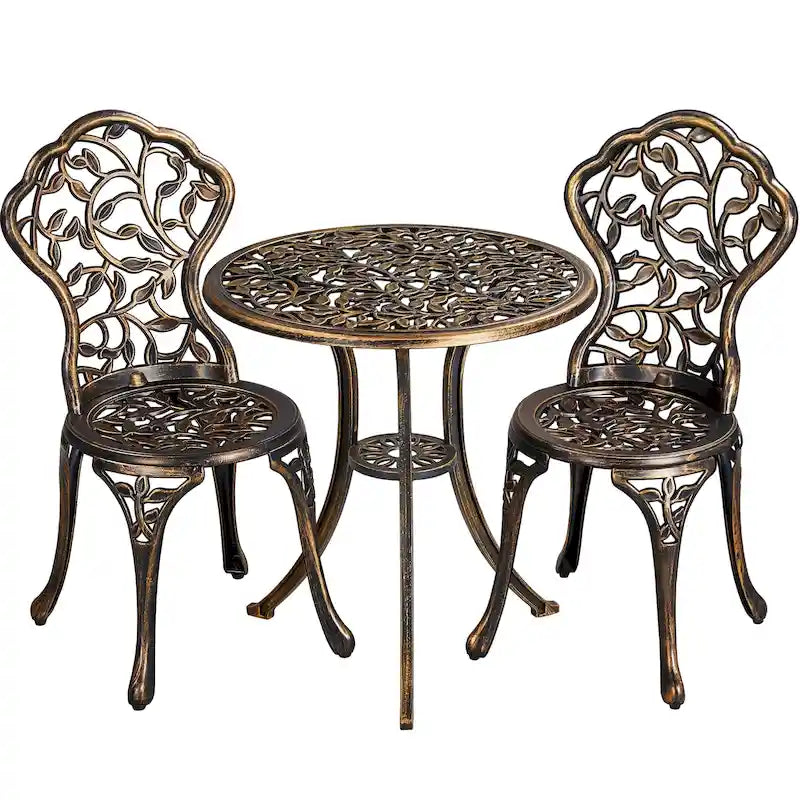 Yaheetech 3-Piece Aluminum Patio Bistro Table Set Antique Chair Sets
