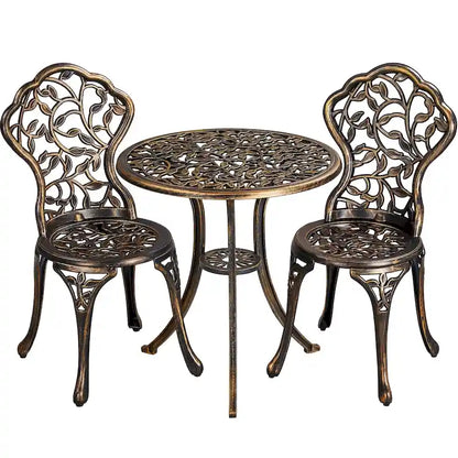 Yaheetech 3-Piece Aluminum Patio Bistro Table Set Antique Chair Sets