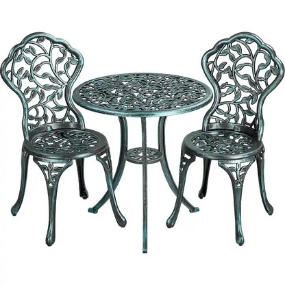 Yaheetech 3-Piece Aluminum Patio Bistro Table Set Antique Chair Sets