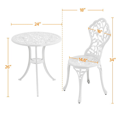 Yaheetech 3-Piece Aluminum Patio Bistro Table Set Antique Chair Sets