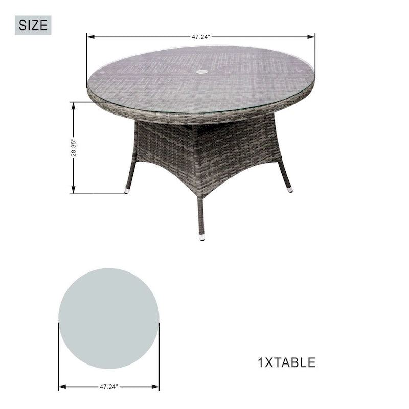 Moda 5-Piece Patio Wicker Round Dining Table Set with Cushions