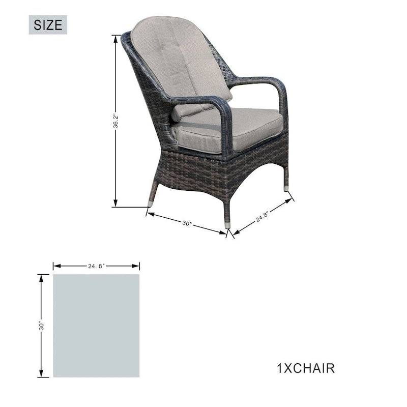 Moda 5-Piece Patio Wicker Round Dining Table Set with Cushions