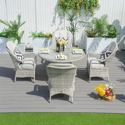 Moda 5-Piece Patio Wicker Round Dining Table Set with Cushions