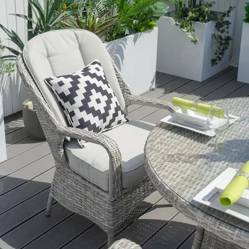 Moda 5-Piece Patio Wicker Round Dining Table Set with Cushions