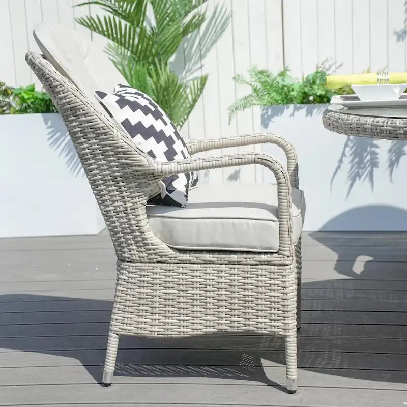 Moda 5-Piece Patio Wicker Round Dining Table Set with Cushions