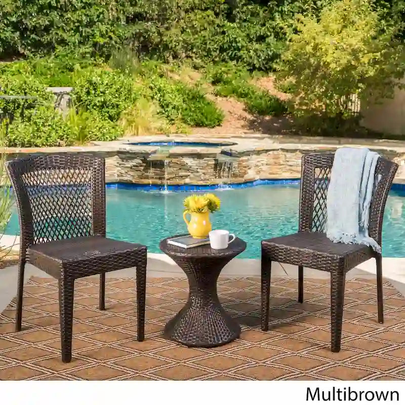 Riggs Outdoor 3-Piece Round Wicker Chat Set by Christopher Knight Home