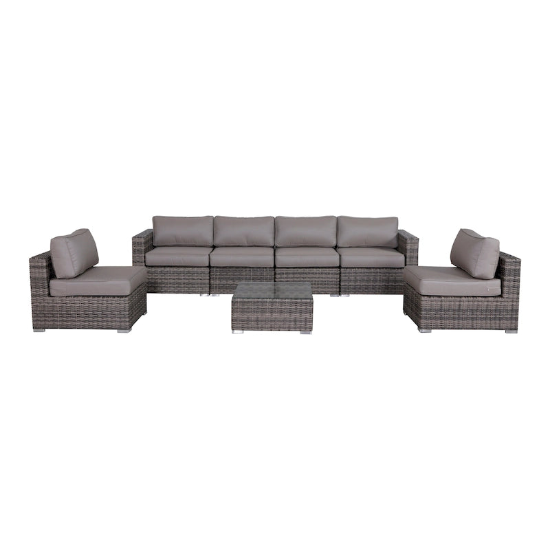 7 Piece Sectional Seating Group With Sunbrella Taupe Cushion