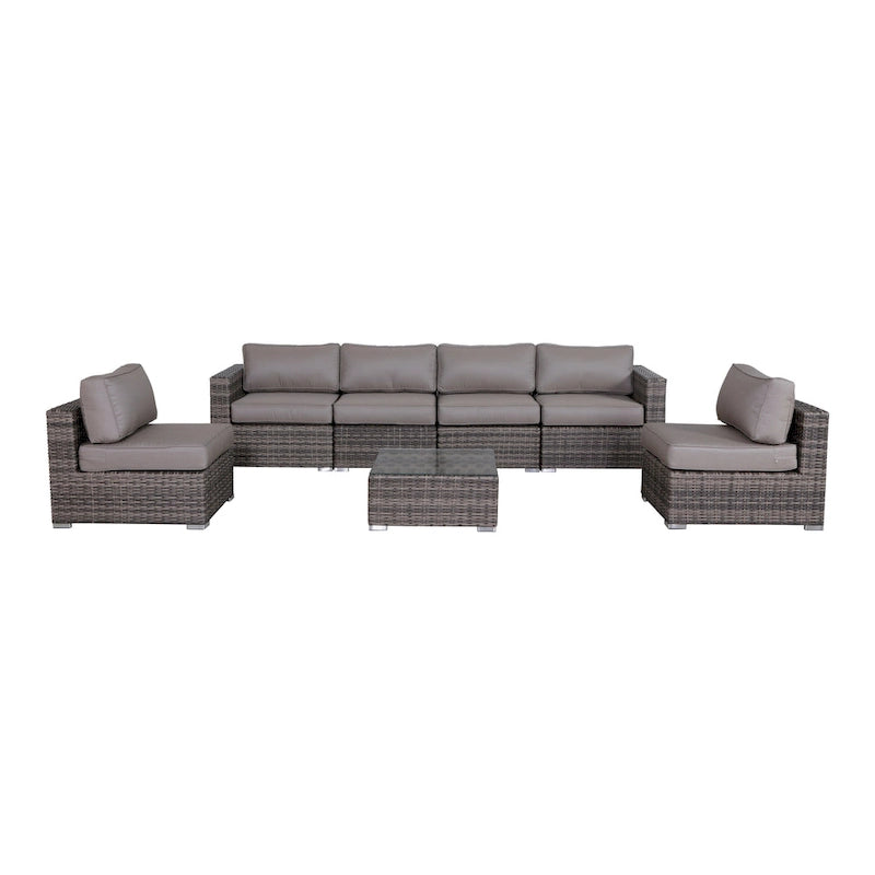 7 Piece Sectional Seating Group With Sunbrella Taupe Cushion