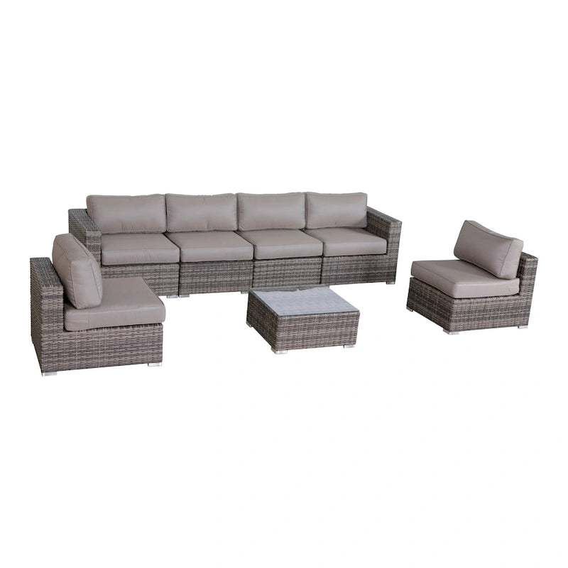 7 Piece Sectional Seating Group With Sunbrella Taupe Cushion