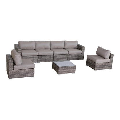 7 Piece Sectional Seating Group With Sunbrella Taupe Cushion