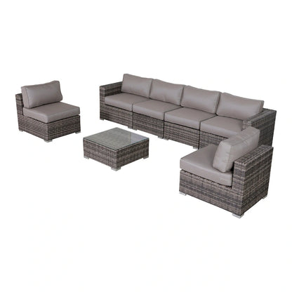 7 Piece Sectional Seating Group With Sunbrella Taupe Cushion
