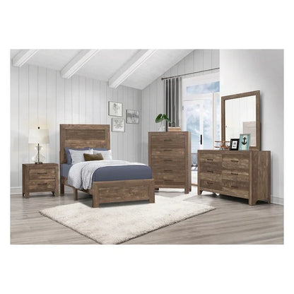 Tabina 3 Piece Rustic Brown Modern Panel Bedroom Set