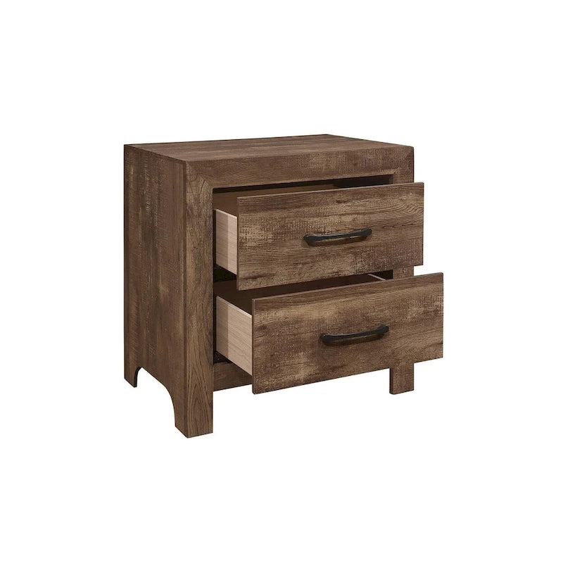 Tabina 3 Piece Rustic Brown Modern Panel Bedroom Set