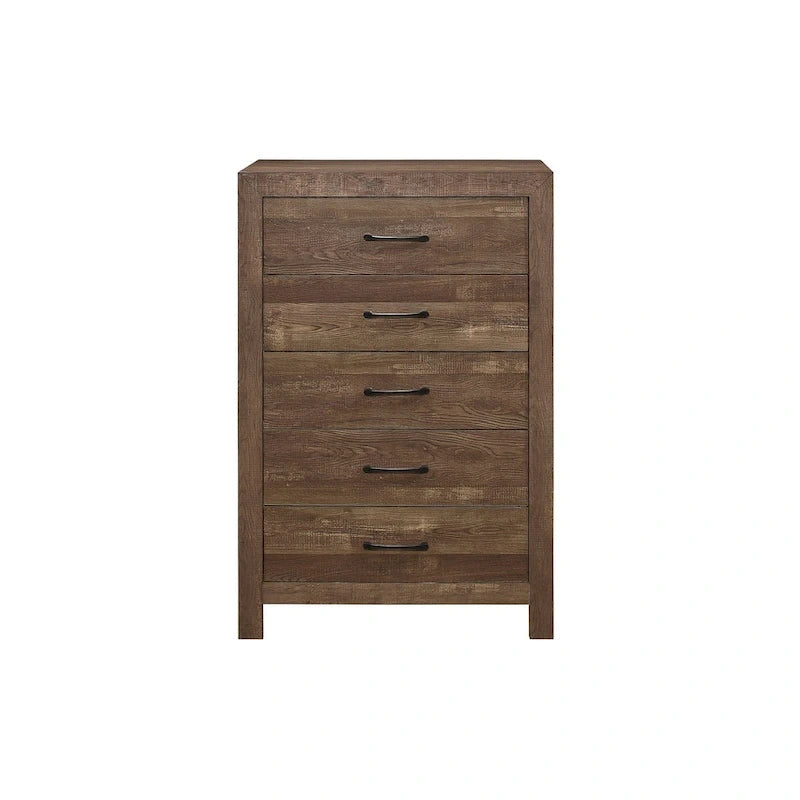 Tabina 3 Piece Rustic Brown Modern Panel Bedroom Set