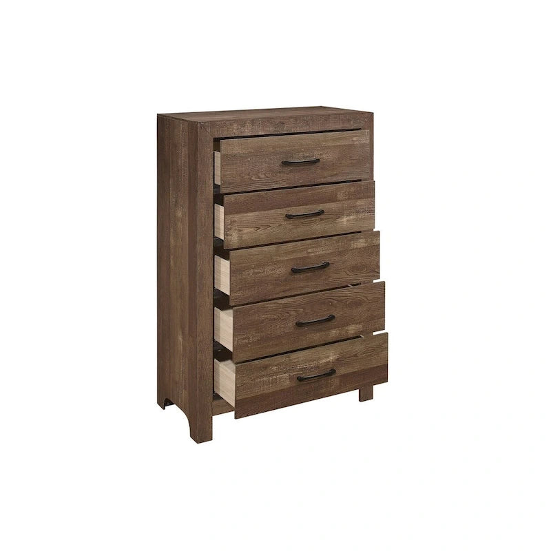 Tabina 3 Piece Rustic Brown Modern Panel Bedroom Set