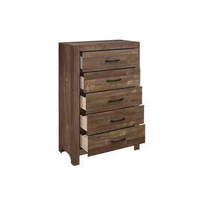 Tabina 3 Piece Rustic Brown Modern Panel Bedroom Set