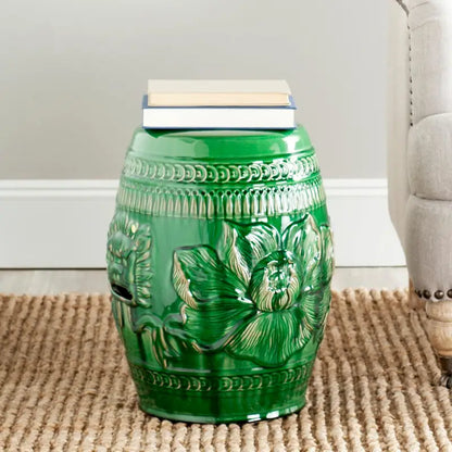 SAFAVIEH Paradise Ethyl Dragon Jade Green Ceramic Decorative Garden Stool
