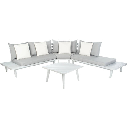 SAFAVIEH Outdoor Giancarla 4-Piece Sectional Sofa Set - 71W x 27D x 29H