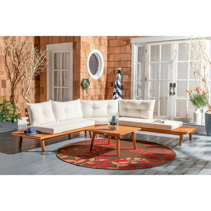 SAFAVIEH Outdoor Giancarla 4-Piece Sectional Sofa Set - 71W x 27D x 29H