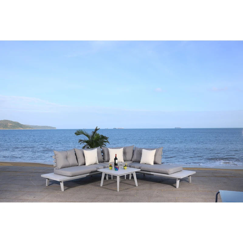 SAFAVIEH Outdoor Giancarla 4-Piece Sectional Sofa Set - 71W x 27D x 29H