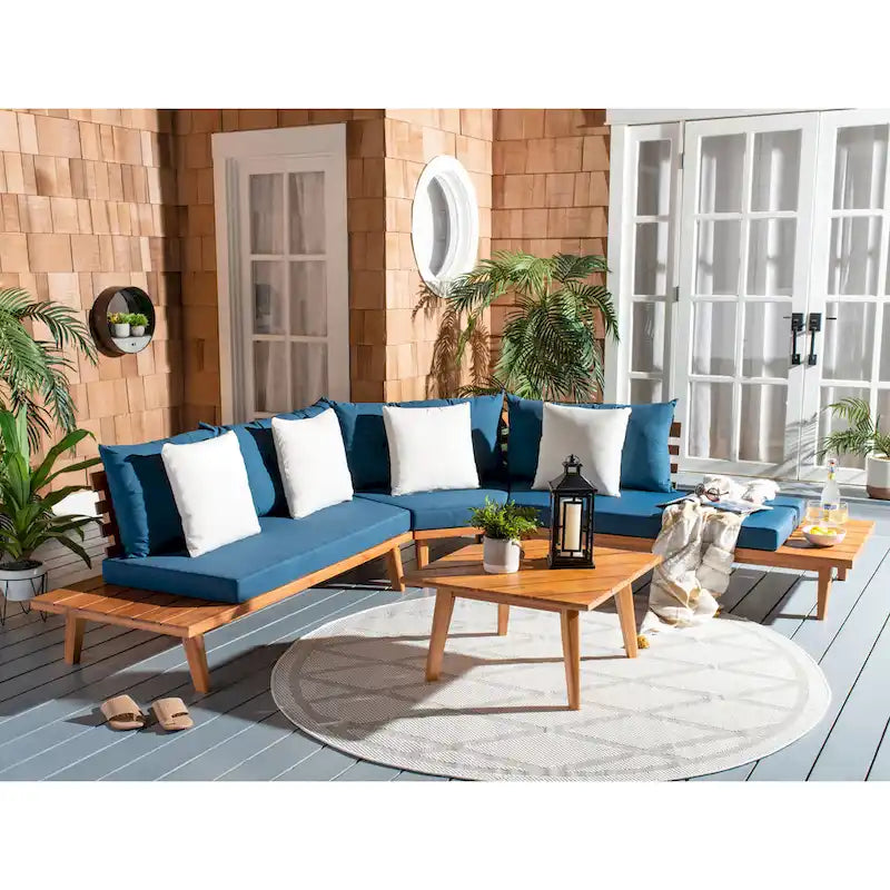 SAFAVIEH Outdoor Giancarla 4-Piece Sectional Sofa Set - 71W x 27D x 29H