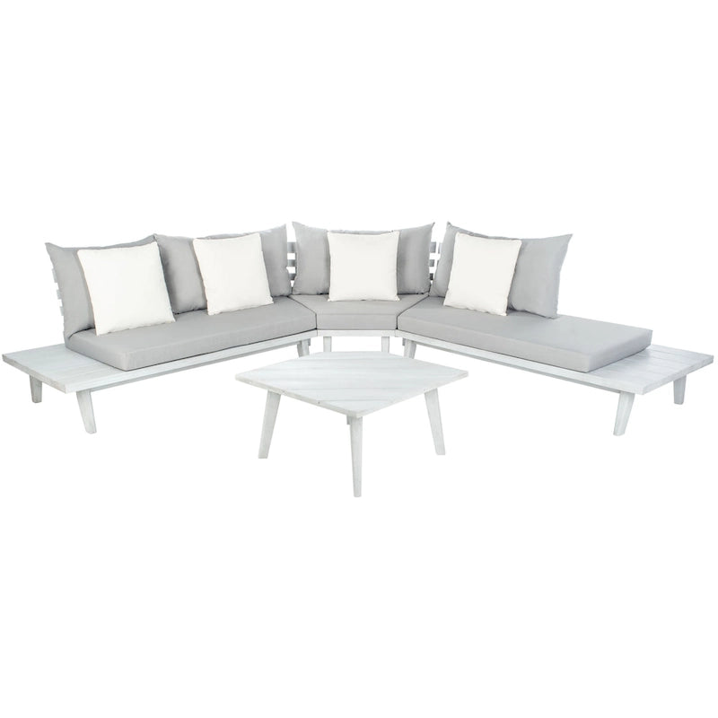 SAFAVIEH Outdoor Giancarla 4-Piece Sectional Sofa Set - 71W x 27D x 29H