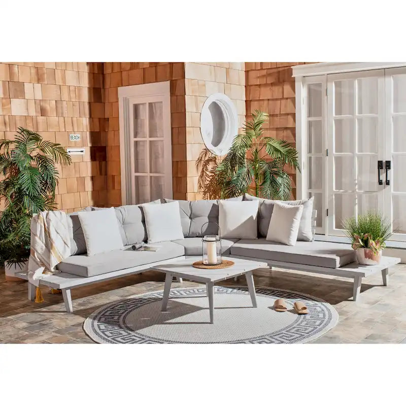 SAFAVIEH Outdoor Giancarla 4-Piece Sectional Sofa Set - 71W x 27D x 29H