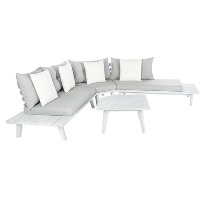 SAFAVIEH Outdoor Giancarla 4-Piece Sectional Sofa Set - 71W x 27D x 29H